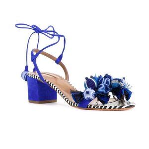 NWOB Aquazzura Tropicana Beaded Tassel Block Heeled Sandals